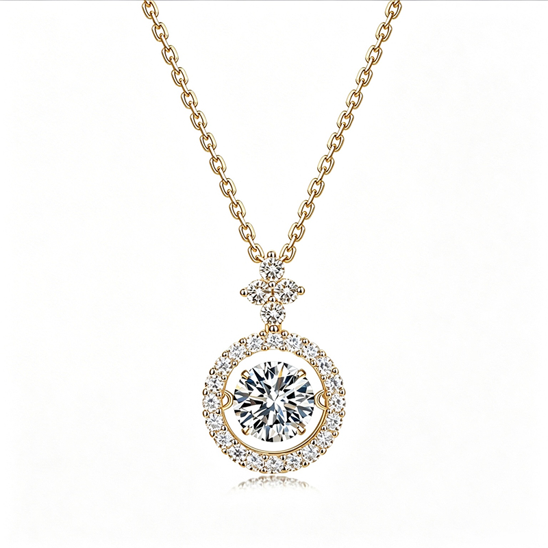 Round Halo Pendant Necklace