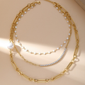 Gold Heart Layered Chain Necklace