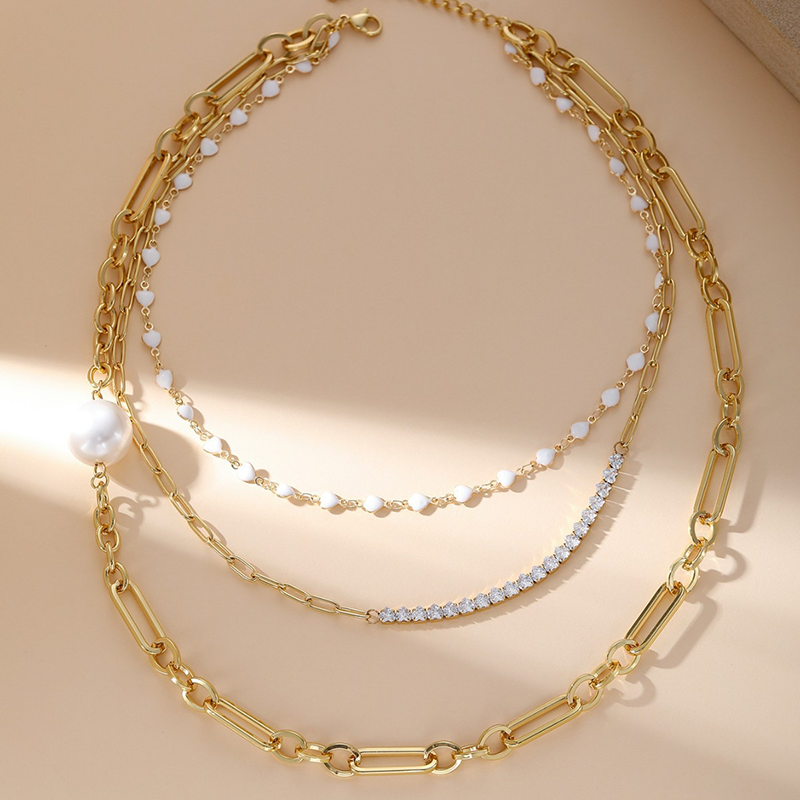 Gold Heart Layered Chain Necklace