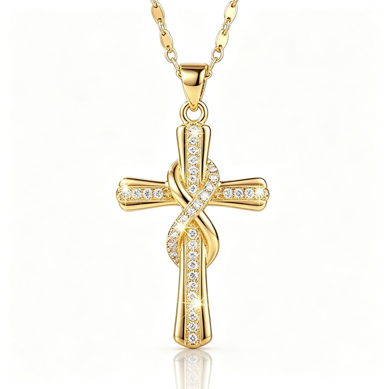 Intertwined Gold Cross Necklace