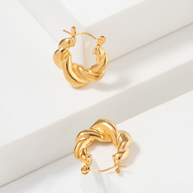 Sculptural Twisted Gold Hoop Earrings