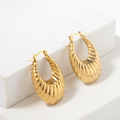 Chunky Ribbed Gold Hoop Earrings