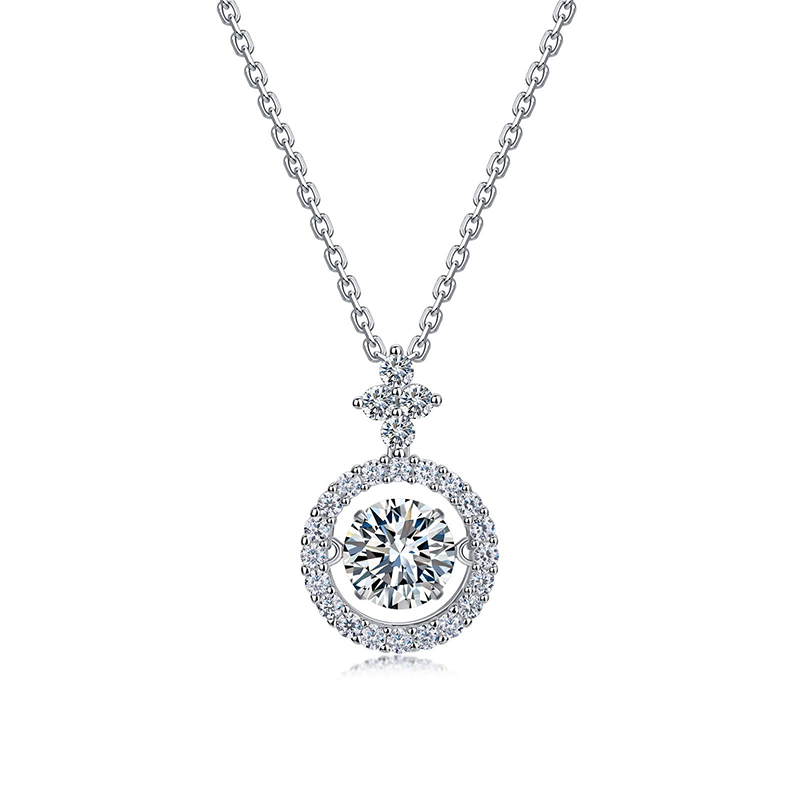 Round Halo Pendant Necklace