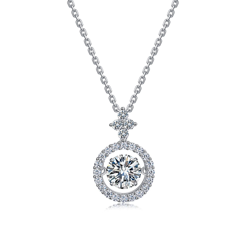 Round Halo Pendant Necklace