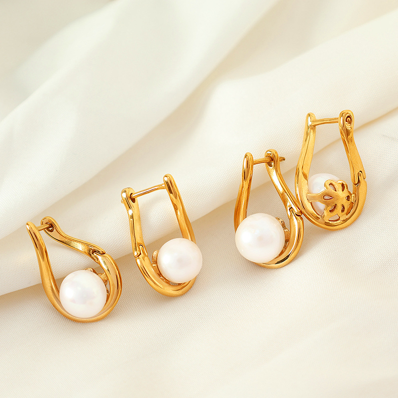 Gold Pearl Teardrop Earrings