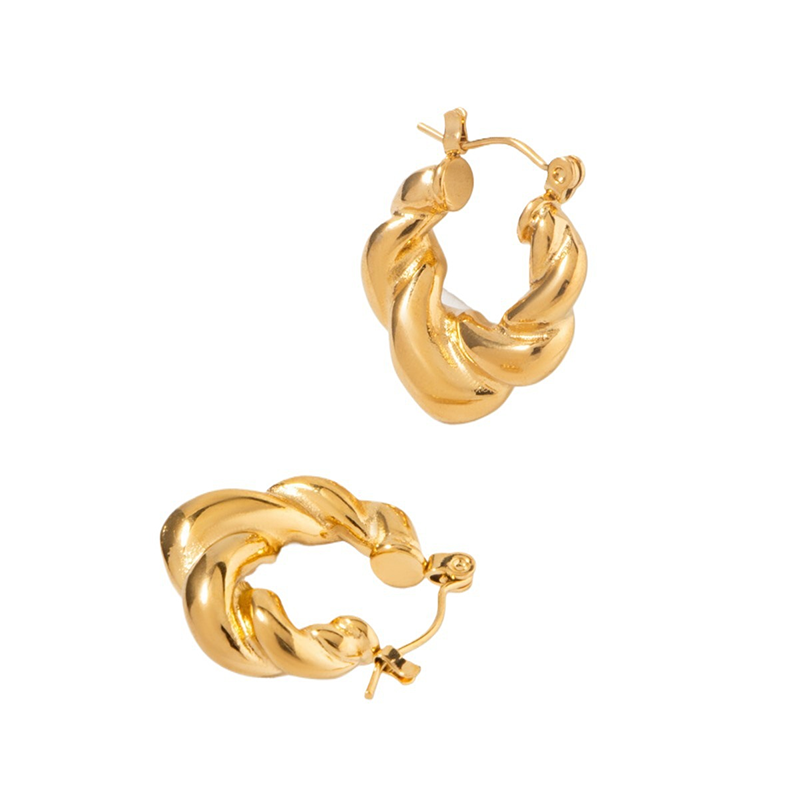 Sculptural Twisted Gold Hoop Earrings