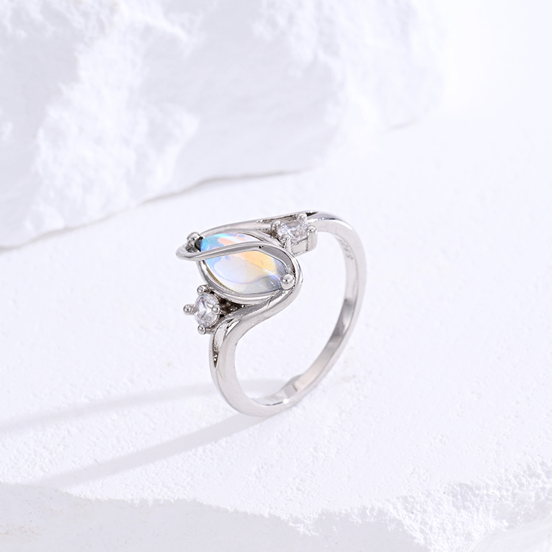 Iridescent Swirl Silver Ring