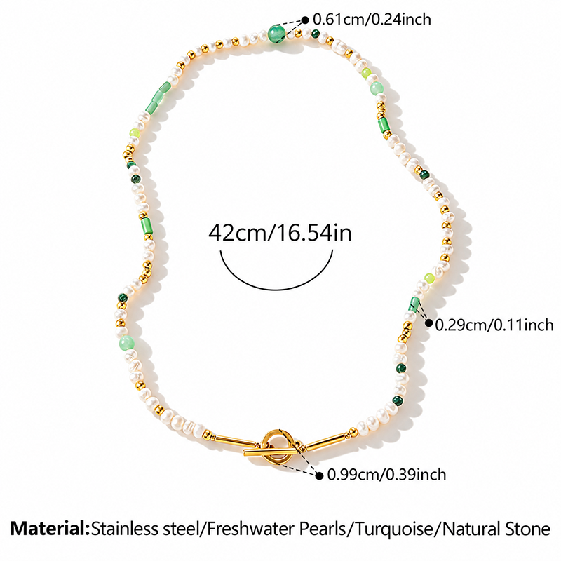 Green Pearl Beaded Necklace