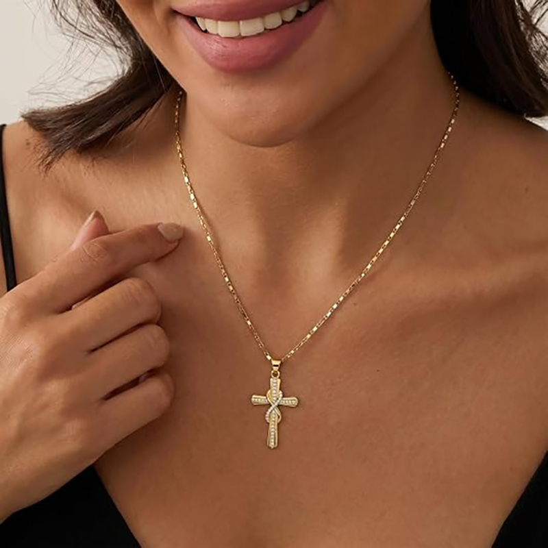 Intertwined Gold Cross Necklace